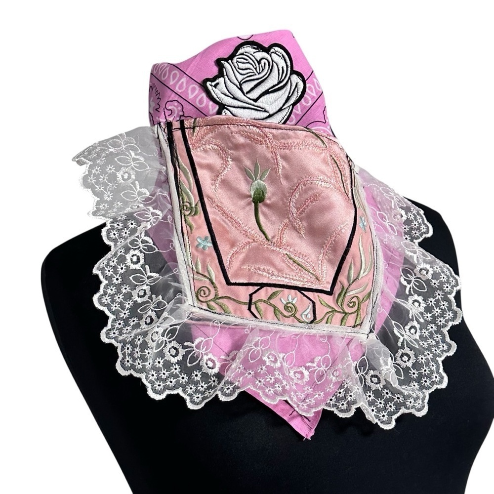 Boho OOAK Fabric Choker Shabby Chic Scarf Necklace Collar Handmade Fiber Art NEW